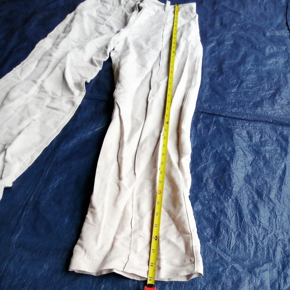 H&M Cream Linen Blend Pants